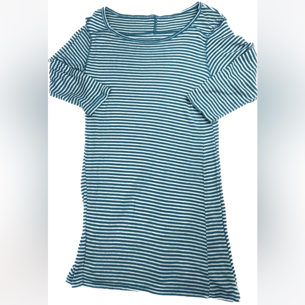 Stripe knit Maternity Tunic Tee shirt 3/4 sleeve boast neck 100% cotton
